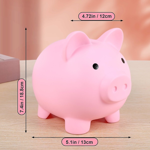 Stor Spargris, Uknuselig Plast Pengeboks, Myntboks for Jenter og Gutter, Praktiske Gaver til Bursdag (Rosa)[HkkK] pink