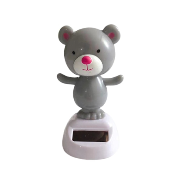 Solcelledrevet tegneseriefigur ornament til bilinstrumentbræt dynamisk dansende dyr bordplade dekoration til hjemmekontor [HkkK] Grey  Bear