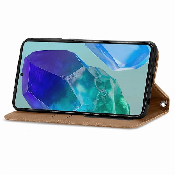 Til Samsung Galaxy S24 FE Etui Hud-Touch Læder Wallet Telefon Cover Magnetisk Absorption[HK] Brown