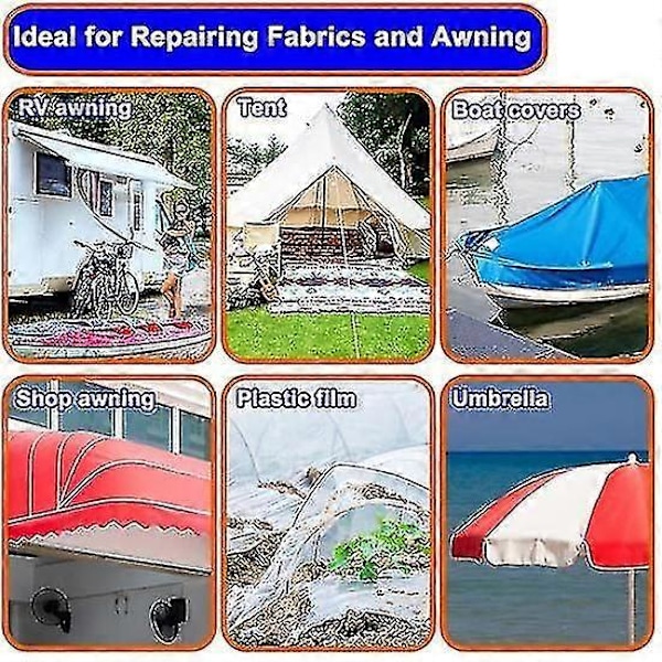 Vattentät RV Markis Reparationstejp Stark Vidhäftning Tält Reparationstejp Transparent Båtöverdrag Reparationslapp Kit[HK] 20M