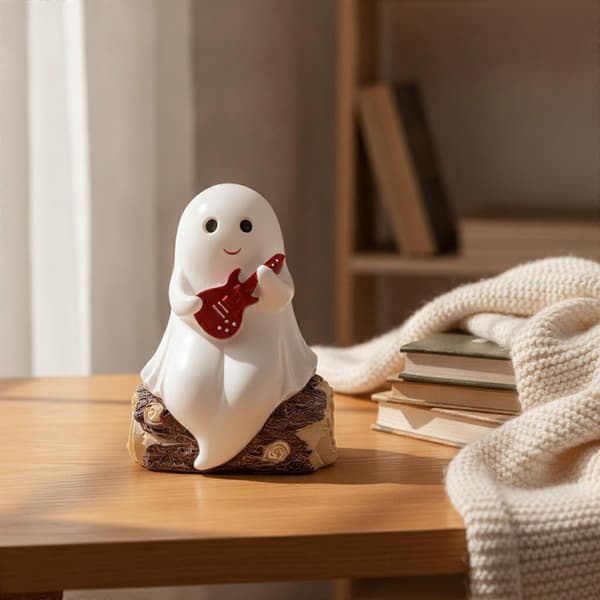 Figur med lys, oplyst natlampe, varmt glødende lampe til Halloween [HK] Reading Ghost