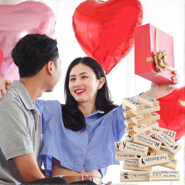 48 stk./sett Byggekloss Stable Tumble Tower Par Date Night Spørsmål Trekloss Voksne Party[HK]