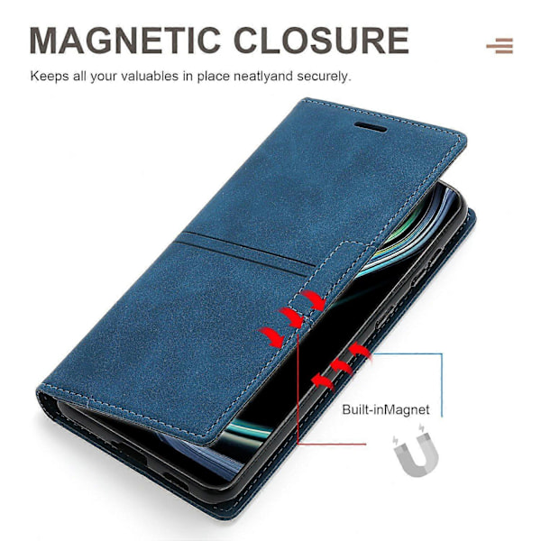 Samsung Galaxy A26 5G Lompakkokotelo Magneettisella Sulkemisella Nahkainen Puhelinkotelo - Musta[HK] Multicolor Blue