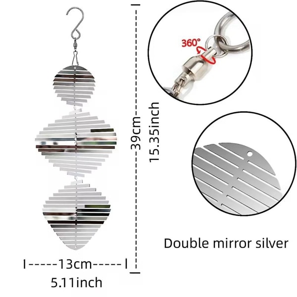 Vindspil 3d Hængende Vindspil Rustfrit Stål Metal Skulpturer Dekorationer, Heliciform Vind([HK])