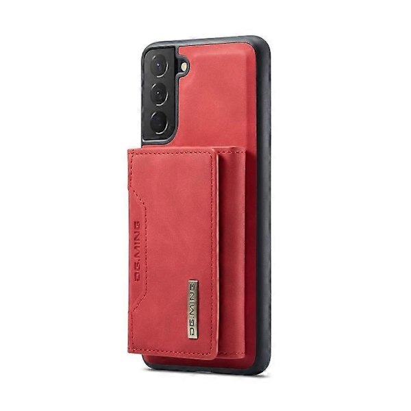 För Samsung Galaxy S22 5G DG.MING M2-serien 3-faldig Multi Card Bag + Magnetiskt Bakstycke Mobilskal [HK] Red