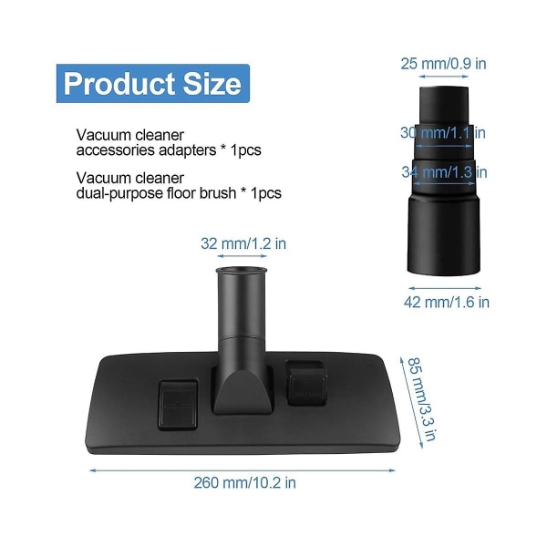 Universal støvsugermunnstykke, kombinasjonsmunnstykke med 32 mm adapter, tilbehør til støvsugere, ([HK])