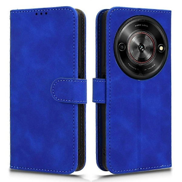 For ZTE Blade A75 5G Lærveske Hudfølelse Anti-Fall Lommebok Flip Telefondeksel - Grønn[HK] Blue Multicolor