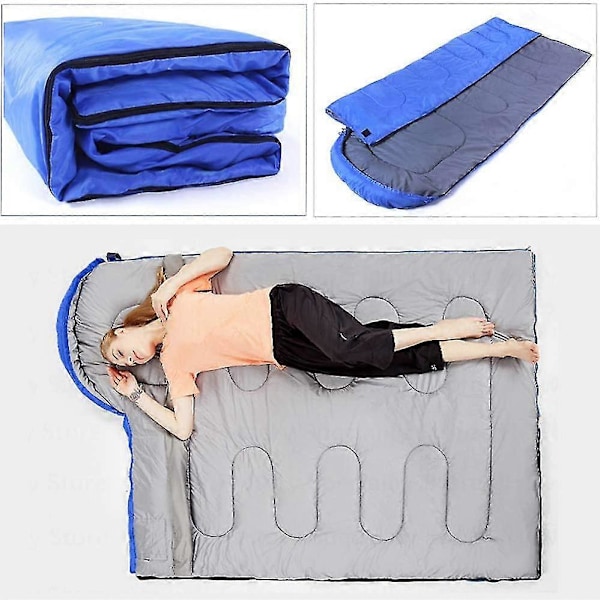 Makuupussi Ultralight Camping Vedenpitävät Makuupussit Paksuuntunut Talvilämmin Makuupussi Aikuisille[HK] Blue