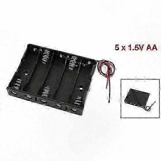 5-rums AA-batteriholder med sort ledningshus til 1,5V strømceller[HK] black