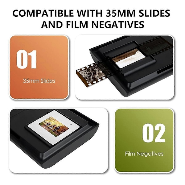 Mobil Film- og Dias Scanner, 35mm Dias- og Negativ Scanner med LED Baggrundsbelysning til Gammel Film til JP[HK] As Shown