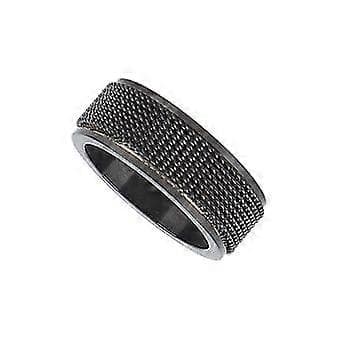 Cool sort titanium stål spinnerring til mænd - 8MM angst stresslindrende bånd, størrelse 9 (59,8 mm)[HK]