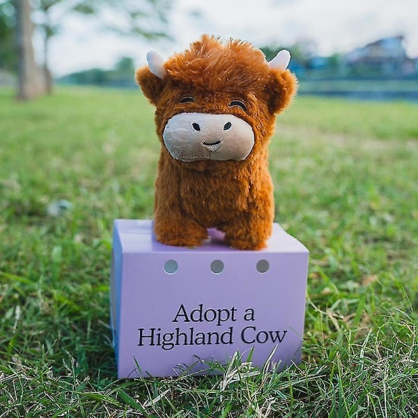 Adoptera en Highland Cow Plysch, söt ko gosedjur Fluffy Cow figurleksaker[HK] yak bagged