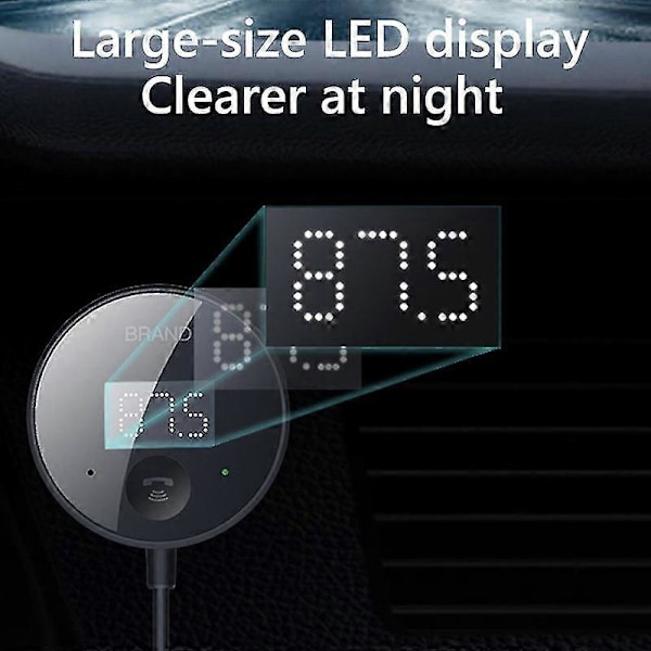 Bluetooth 5.0 Auton FM Lähetin LED-näytöllä Bluetooth-sovitin Langaton Äänenvastaanotin TF-kortti Musiikki Auton MP3-soitin [HK]