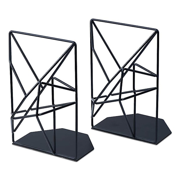 1 Par Geometrisk Design Bokstöd Skrivbordsbokställ Studier Hemmakontor Dekoration[HK] Black