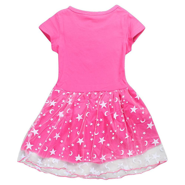 3-10 år flickor Bingo Bluey tryck prinsessklänning kjol födelsedagsfest cosplay maskeradklänning Tutu[HK] Rose Red 3-4 Years