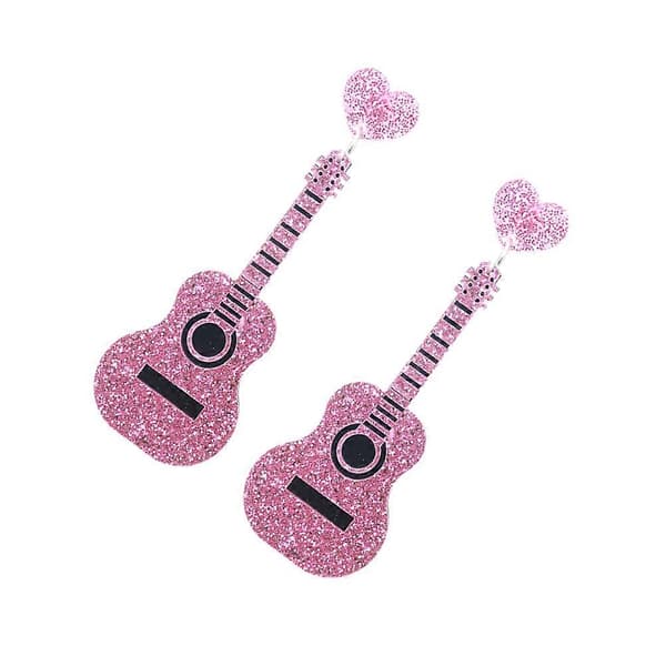 Rosa Akryl Klassisk Gitarr Örhängen för Dekoration 1 Par Örhängen [HK]