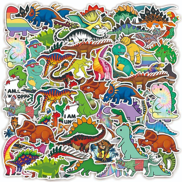 50 kpl Jurassic Dinosaur Cartoon Kids Palkintotarrat Vedenpitävä Matkalaukku Rullalauta Muistikirja Oppikirja ([HK])