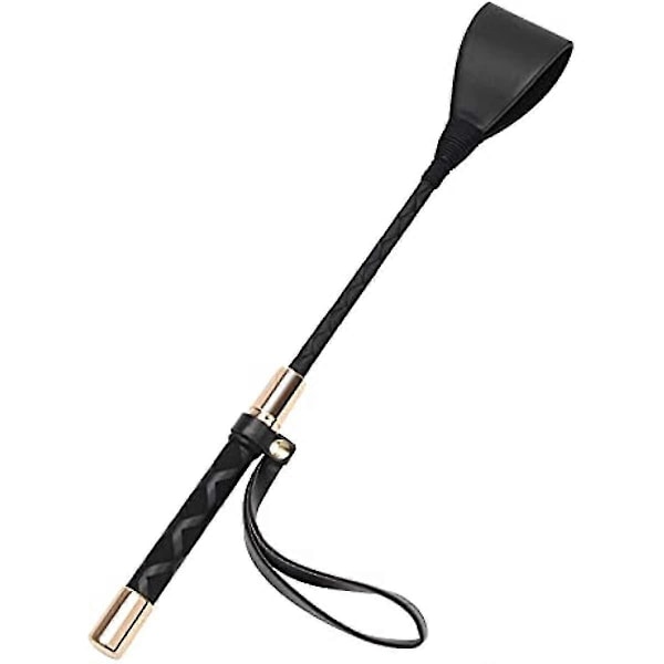 Zhichengbosi Hästspö Svart Konstläder Ridpiska med Halkfritt Gelhandtag (30cm Svart)[HK]