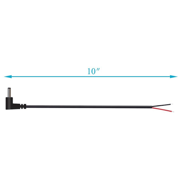 (10 stk.) Udskiftning 3,5 mm x 1,35 mm Højre DC Strøm Hanstik til Ledning Åben Ende Pigtail Strøm[HK] Black