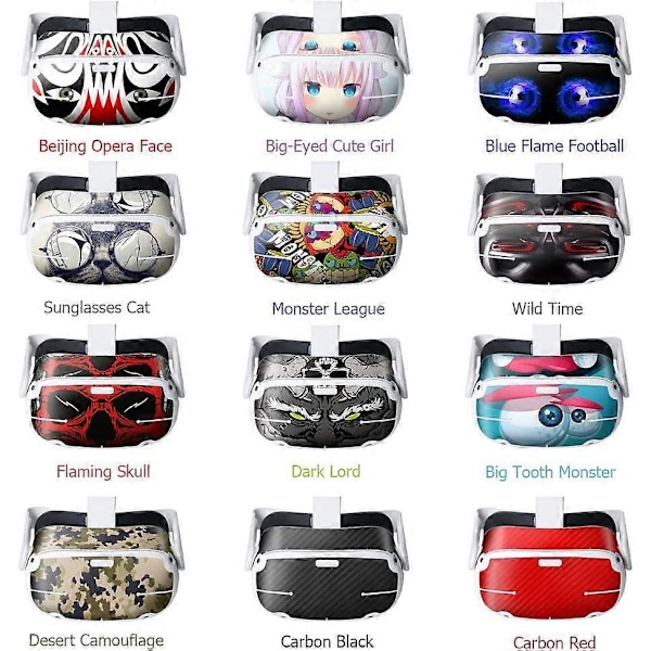 VR Headset og Controller Skin Stickers kompatible Oculus Quest 2 Tilbehør (Flammende Kranie) [HK]