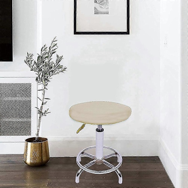 2 st Tygbeklädnad Kontorsmöbler Tillbehör Pallöverdrag Rund Barpall Överdrag - Supermjukt Och Tvättbart Elastiskt Pallskydd För 3045[HK] Beige