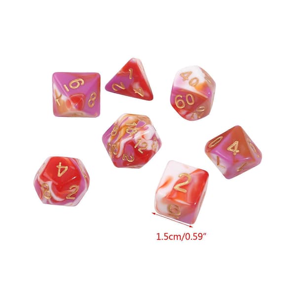 DND-terningsæt 7 terninger polyhedrale terninger til rollespil terningespil som Dungeons-and-Dragons-Akryl-Polyhedrale terninger sæt flerfarvet[HK] 1