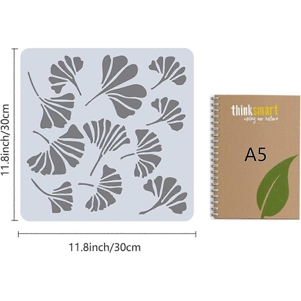 Stora Ginkgoblad Schabloner 30x30 cm Återanvändbar Löv Schablon Mall Skyltar Hem Väggdekor för Målning på Trä Vägg Scrapbook Kort Golv C[HK]