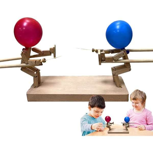 Ballong Bambu Man Battle Game, 2024 Nya Handgjorda Träfäktningsdockor, Snabbt Bots Battle Game För 2 Spelare, Med 20 st Ballonger[HK] Wood Board Thickness 5 mm
