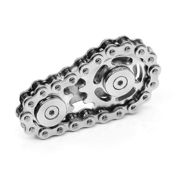 Cykelkæde Gear Fidget Spinner Gyro Rustfrit Stål Tandhjul Dekomprimeringslegetøj[HK] silver