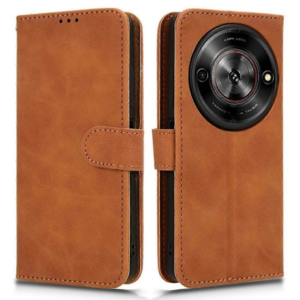 ZTE Blade A75 5G Nahkakotelo, ihonmyötäinen, pudotussuojaava lompakkokotelo - Vihreä[HK] Brown Multicolor