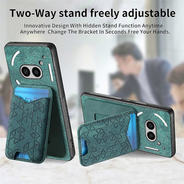 Til Nothing Phone (2a) Etui med Præget Mønster, Kortholder, Støttefod, Læder Bagcover [HK] Style C Multicolor
