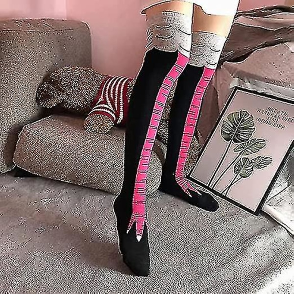 2 par kyllingfotsokker Nyhet Morsomme Galskap Kyllingbensokker Kalkunsokker Morsomme Gaver Til Fest [HK] Black red claw mid-calf