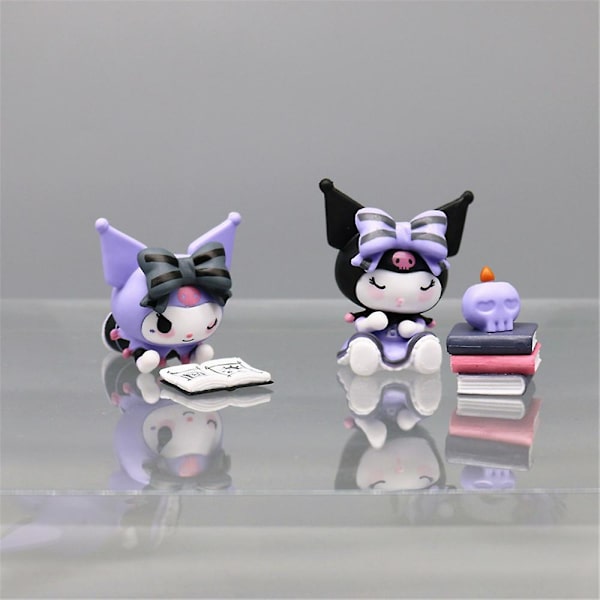 6-pack Kawaii Sanrio Kuromi Actionfigurer Söta Anime Cartoon Mini Figur Samling Modellleksaker Kvinnor Flickor Presenter