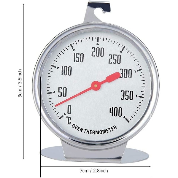 HKK Ovn Termometer i rustfrit stål, ovn termometer 400 grader rustfri, diameter 7 cm