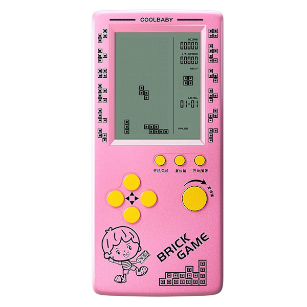 Rs-100 Tetris Game Console Classic Block Game Puzzle Games Player Handheld Game Machine Brick Games Batteries Not Includedbeyamis G   Pink