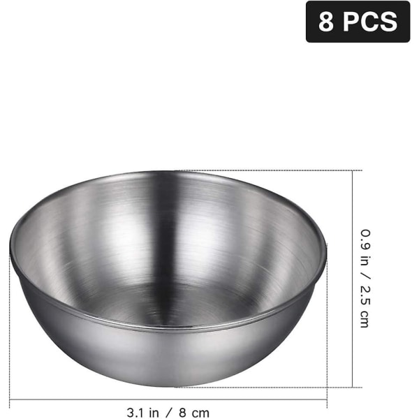 HK 4 st rostfria runda miniskålar hushållskryddskål (guld) (4-D-W) silver 8 pieces