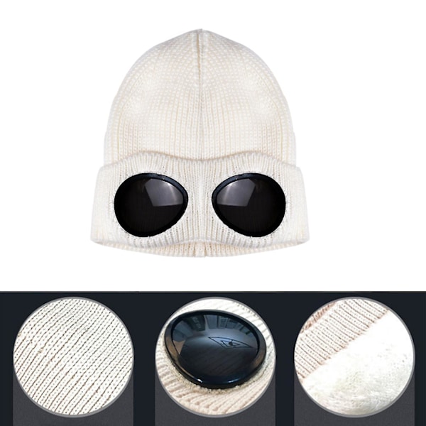 Mænd Kvinder Beanie Cp Strikket Hue Uldne Vinterhatte Solbriller Punk Caps[HK] White