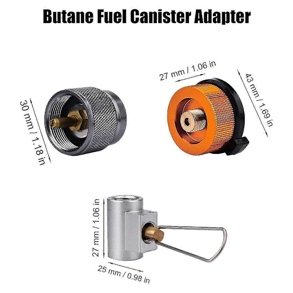 Butanbeholder Påfyllingsadaptersett, butanbeholderkonverter og gasspåfyllingsadapter for camping Sto[HK] BlackOrangeSilver
