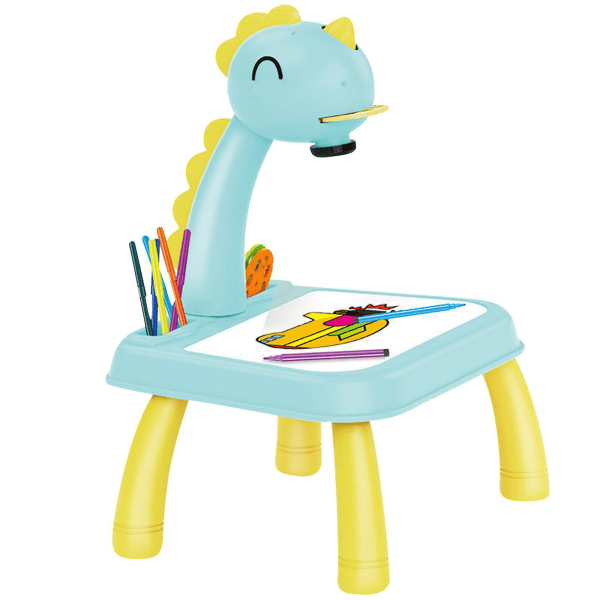 Child Smart Dinosaur Style -projektoripöytä, jossa valoa ja musiikkia oppiva maalauskonelelu, 5 ml[HK] Blue