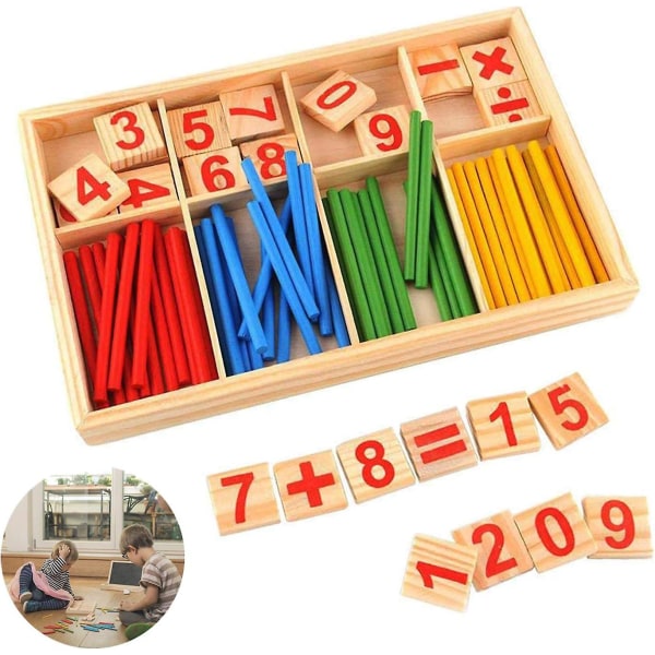 Matematikkleke Fargerik Math Stick Wood Tall Matematikklekeopplæring for tidlig motorisk utvikling Trene barnet ditt[HK]