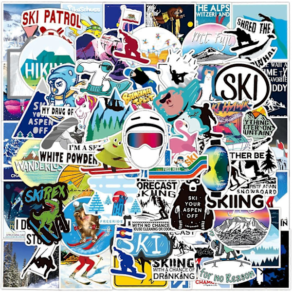 70 stk. vinter ski-klistremerker for hjelm, kule sports vanntette dekaler for vannflasker Snowboard Laptop Scrapbook Bil Bagasje Skateboard Phon[HK]