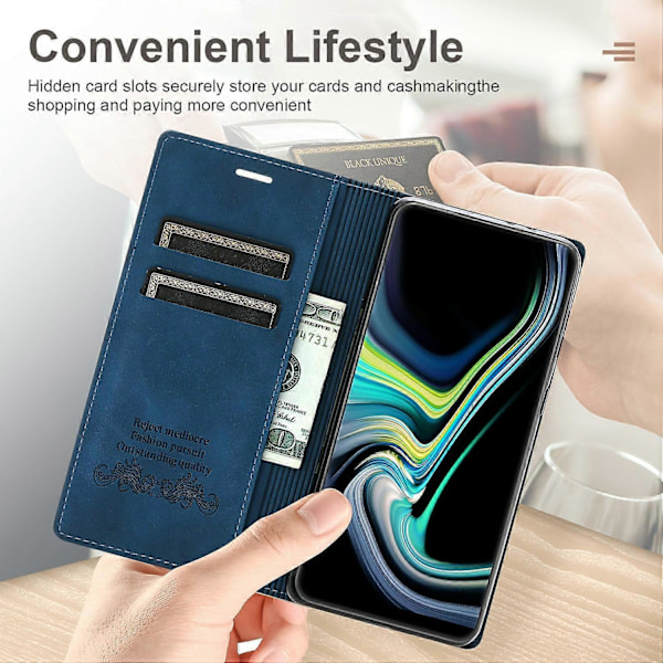 Samsung Galaxy A26 5G Lompakkokotelo Magneettisella Sulkemisella Nahkainen Puhelinkotelo - Musta[HK] Multicolor Blue
