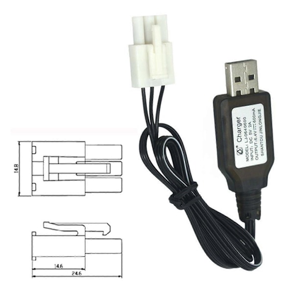 600mA 6.4V USB-laddarkabel EL4.5-3P kontakt P-TO-R för RC Bil Lastbil Speedbåt js[HK]