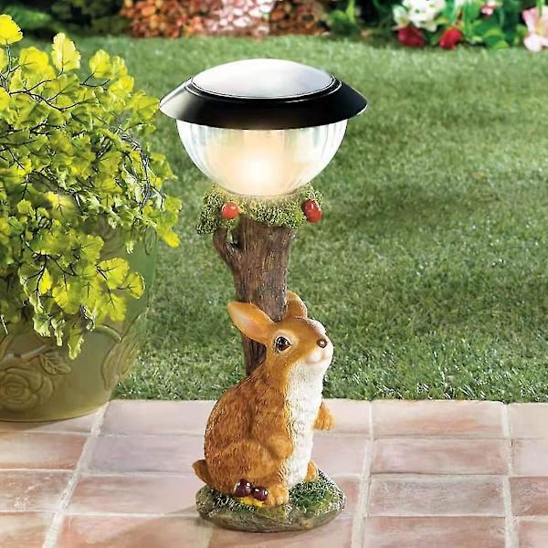 LED Solcellelys Kanin Kat Dyrefigur Harpiks Statue Lampe Have Ornament[hk] rabbit