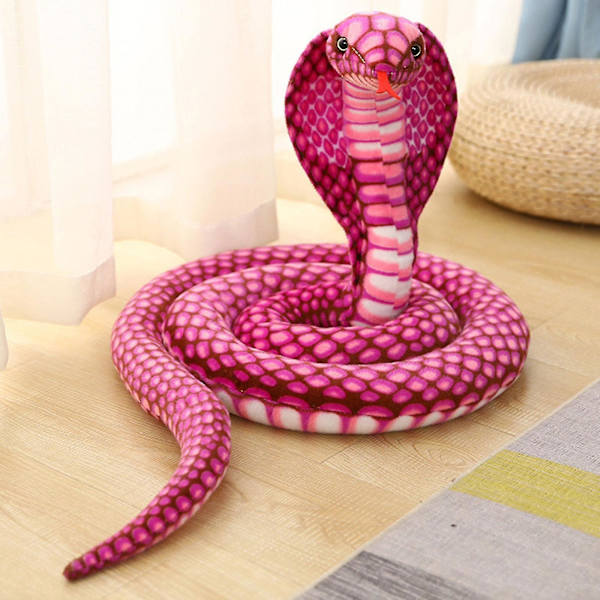 2,4 m Cobra plysj utstoppet dyr slange Cobra slange plysj leketøy stor konge Cobra utstoppet dyr slange[HK] Rose red