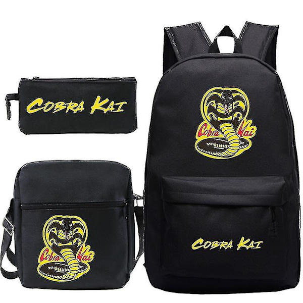 3 osan Cobra Kai -reppusetti, lasten koululaukut, rento reppu, painatukset, reppu teineille, tytöille ja pojille, matkareput [HK] 1