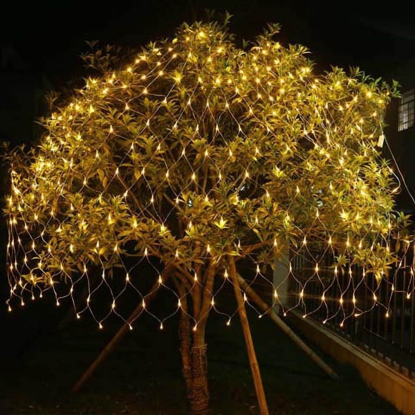 1,5m*1,5m LED-slingor dekorativa ljusnät för bröllop Trädgårdsdekoration[hk] Yellow