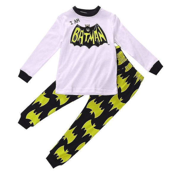 Superhero Kids Boy Spiderman Superman Nightwear Pyjamasetti Set Loungewear[HK] Black White Batman 2-3 Years