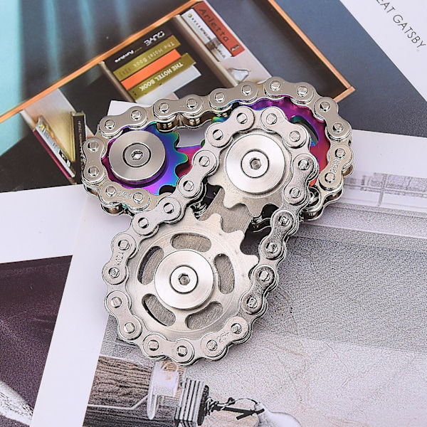 Cykelkæde Gear Fidget Spinner Metal Tandhjul - Rustfrit Stål Nyhedslegetøj til Stressaflastning og Håndstyrke[HK] silvergold