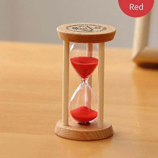 Velegnet til timeglas sandtimer 3 minutter sandur rundt ur træ timer rød[HK] 5 5